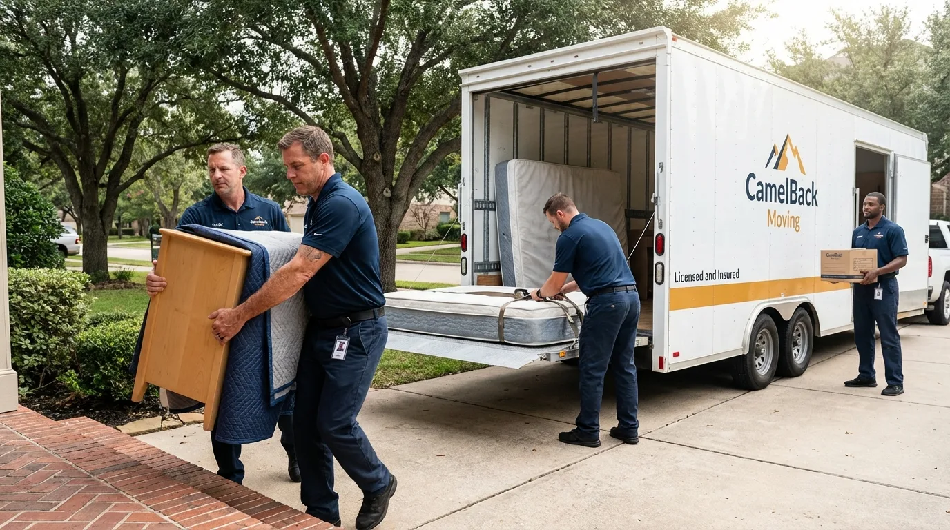 Crew loading residential truck for cross-state move from Orange, VA