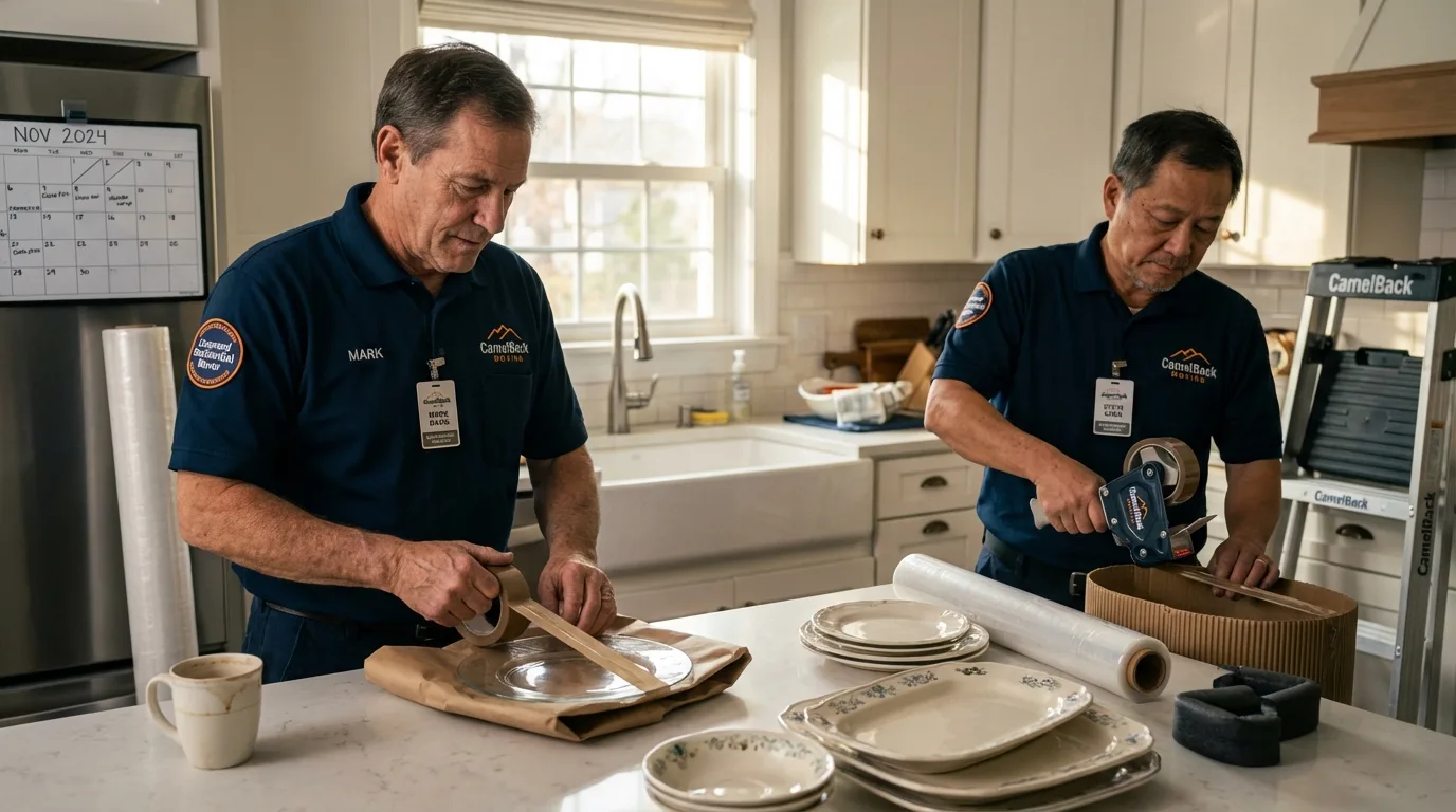 Professional crew packing kitchen dishware in Orange, VA